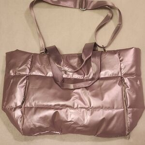 Padded Satin Tote Bag in Dusty Rose - Lightweight Women's Travel Tote